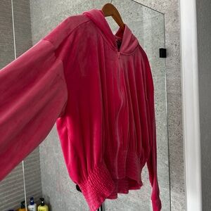 Anthropologie velour full zip track jacket. L